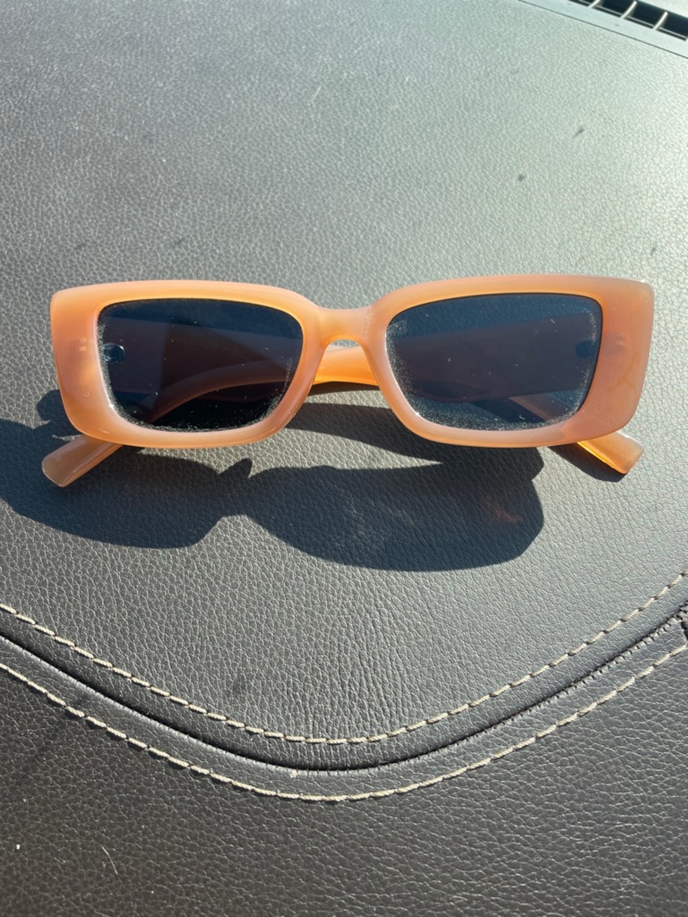 Arvo Rectangular Women’s Sunglasses - Tan Frame, Black Lenses